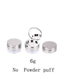 Multi-Functional Empty Rose Gold Powder Case With Powder Puff, Silver/Gold Spiral Cap, DIY Pigment Bottle, Includes Plastic Glitter For Nail Polish - Multicolor - View 6