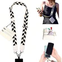 1pc Women's Adjustable Crossbody Phone Holder With Zipper Pouch, Black