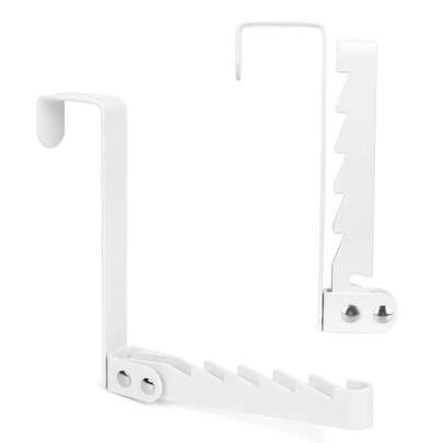 Over The Door Hooks Hanger, 2 Packs Collapsible Folding Over The Door Organizer Rack Space Saving Hanging Storage Hanger For Clothes, Coats, Towels For Bedroom Bathroom (White/Black)