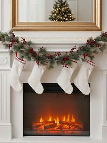 1 件圣诞铁丝红浆果藤蔓，适用于圣诞装饰、房间装饰、家居装饰、楼梯装饰 - 彩色 - 查看 2