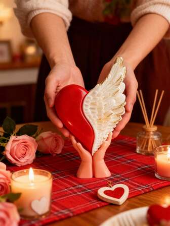 Aix King's Heart And Angel Wings Silicone Mold - Two Tone, 3D Embrace Of Love Wall Decoration, Ideal For Valentine's Day, Anniversary, And Christmas Gifts, Home Art Decoration, Angel Decoration