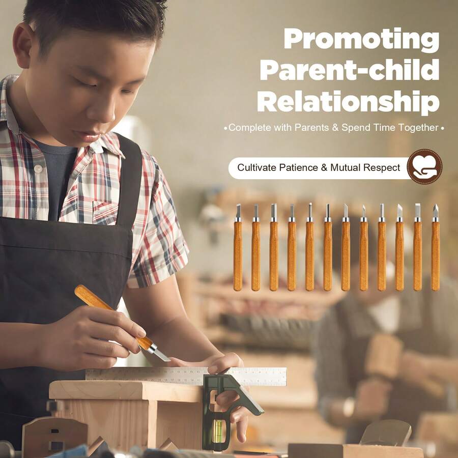 Aohuada Gdrasuya10 12Pcs Wood Carving Kit - Professional Woodworking Gouges & Chisels - Steel Blades With Wooden Handles - Ideal Gift For Woodworking Enthusiasts