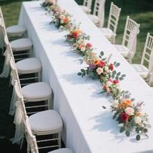 1pc White Tablecloth, Suitable For Family Gatherings, Romantic Weddings, Friends Parties, French Manor Weddings, Long Dining Tables, Parties And Outdoor Events, Coffee Table, Dessert Table - White - View 2