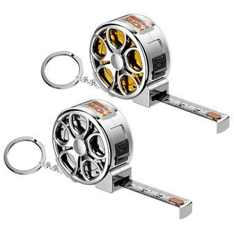 1个迷你钥匙扣卷尺，2米钢卷尺，精致小巧的钢尺，公制和英制双刻度，多用途钢卷尺礼品尺