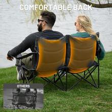 2 Person Folding Loveseat Comfortable Double Foldable Camping Chair For Outdoor Use Lightweight And Durable Grey Folding Lawn Chairs With Carry Handle For Garden Patio Beach And Picnic - Xám - Xem 4