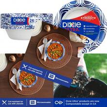 Dixie Ultra Large Paper Bowls 20 Oz 26 Count Microwave  Compostable Disposable Bowls Great For Breakfast Lunch And Dinner Meals - Đồng - Xem 1