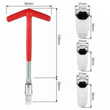 Sets Of 4PC T-BAR Spark Plug Removal Tool Flexible Spanner Socket 16mm 18mm 21mm - Red - View 3