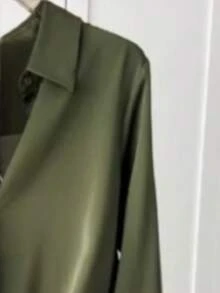 Camisa de manga larga con botones y cuello elegante y retro, deunicoloro, para uso casual u oficina, primavera/otoño