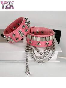 Pulseira de Couro PU Estilizada, Acessório de Pulseira de Dança de Rua com Caveira Única, Pulseira de Hip-Hop, Joia, Pulseira de Festa, Presente de Feriado.