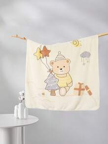 Weiche Baby-Decke mit süßem Cartoon-Bären- und Seestern-Muster - kuschelige Säuglingswickel, maschinenwaschbar, gemischte Farben, multifunktionale Kinderzimmer-Dekoration für Neugeborene und Kleinkinder, Baby-Decke, verspieltes Design, strapazierfähige Säuglingsdecke