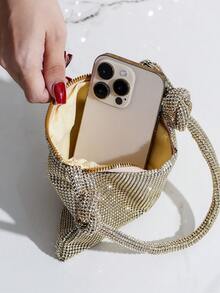 Mini Sparkling Rhinestone Handbag, Elegant Clutch Purse For Women, Suitable For Parties, Galas And Events - Gold - View 8