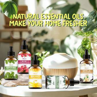 Hllozzi 1 件纯天然芳香疗法加湿器精油 | 适用于家庭客厅卧室浴室酒店客房大堂 | 消除异味持久香味缓解精神压力帮助睡眠 | 樱花、桉树、薄荷、佛手柑、广藿香、玫瑰、茉莉、乳香、檀香、香草、香茅、薰衣草、椰子和香草，|60 毫升/2.01 液量盎司