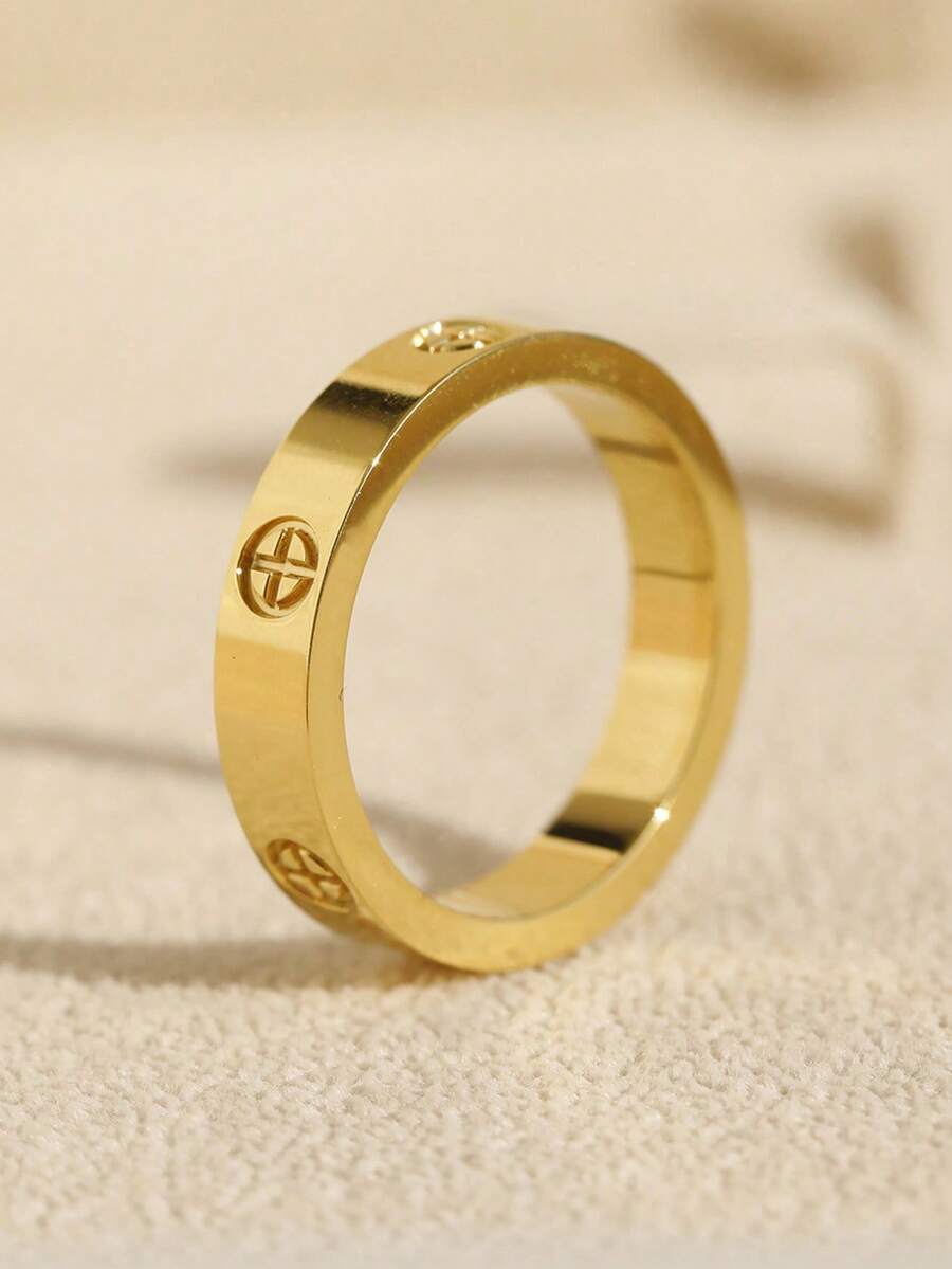 1枚经典简约钛钢圆戒指，光滑切割，时尚百搭，适合日常佩戴，情侣款。 - 戒指 - 查看 1