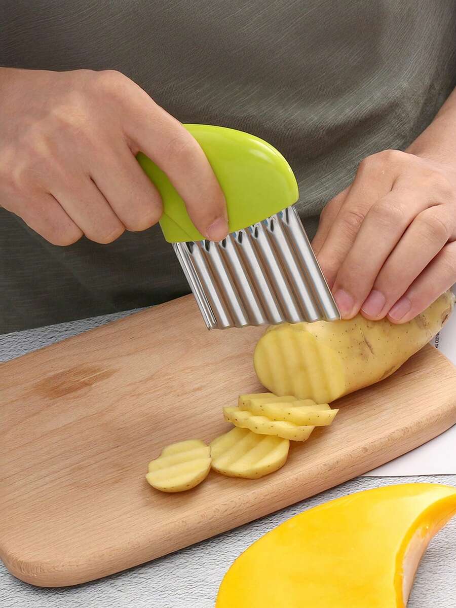 Crinkle Cutter Stainless Steel Potato Carrot Chip Vegetable Crinkle Wavy Chopper Cutter French Fry Slicer