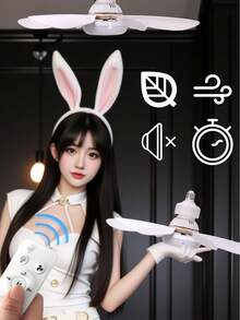 250毫米（20.5英寸）大型吊扇灯，带遥控器，40瓦灯座，E26灯头，三档风速，3000K-6500K可调光，带灯座延长杆，适用于浴室、厨房和小房间 - 均碼 - 查看 2