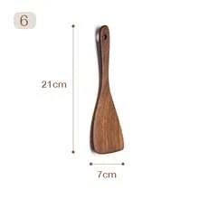1pc Wooden Kitchen Long Handle Spatula, South American Chicken Wing Shaped Wood Non-Stick Wok Spatula, Kitchen Utensil With Hanging Design - Coffee Brown - View 15
