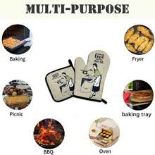 Customized Oven Gloves With Heat Insulation, Personalized Text & Photos, Non-Slip Oven Mitts For Friends & Family Kitchen Cooking, Baking, Grilling Gifts - Multicolor - View 6