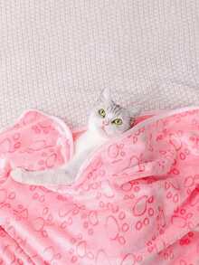 1pc Dog Blankets For Large Dogs -Pet Blanket Washable- Puppy Blanket, Both Big And Small Dogs Can Be Used-Soft Plush Reversible Dog Blanket, Couch Cover For Dogs Washable, Grey Paw Print(Fabric Weight: 220gsm/Weight Of Reverse Fabric: 220gsm) - Grey - View 7