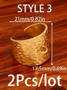 2 piezas/lote Anillos con forma de estrella de mar y corazón chapados en oro de 18K PVD, accesorios de acero inoxidable ajustables, base de anillo abierto geométrico de cadena ancha para hacer joyas DIY - Anillo DIY - Ver 22