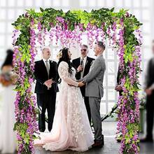 1/80pcs Artificial Wisteria Silk Hanging Flower Garland, Suitable For Home Garden Outdoor Ceremony Wedding Arch Floral Decor, Backdrop Wall Decor, DIY Wreath Materials, Wedding Car Decor, Doorway Decor, Bedroom Decor, Outdoor Decor, Garden Decor - Purple - View 6