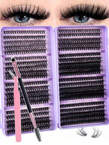 800pcs D-Curl Eyelash Clusters, High Capacity DIY Eyelash Extension Kit, Suitable For Beginners, Long-Lasting And Durable, Mixed Single Lash Styles, DIY Charming Eyes At Home, Beauty Essential, Large Capacity Eyelash Set, Suitable For Travel, Daily Wear (Suitable For Beginners), Wedding, Date, Party, Holiday, Also Ideal As Christmas/Halloween/Gift Eyelash Set.