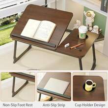 Mumoo Bear Laptop Desk For Bed CouchLap Desk For Laptop Portable Laptop Stand Small Adjustable Laptop Desk Foldable Bed Table For Laptops And Writing Bed Tray Table With Cup Holder Brown