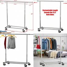 Heavy Duty Clothes Rack With Wheels 102 To 166 Cm Extensible Rod Chrome