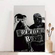 1pc Framed 1pc  Suicide Boys Album Cover Canvas Poster, Hip Hop Pop Fashion Wall Art Print, Modern Aesthetic Decor For Living Room, Bedroom, Office - Multipurpose, Wall Hanging, No Electricity Needed, Music Wall Art 2D - 裱框 - 查看 1