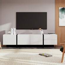 190 Cm TV Cabinet With 3 Doors, 2 Drawers - Black and White - View 12