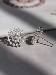 1 Pc Luxury Cubic Zirconia Stud Earrings For Women For Wedding Engagement Anniversary Party Jewelry Valentine's Day Gift - 1# - View 4