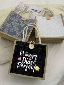 Time Theme Linen Tote Bag, Love Heart, Light, Pattern Design, Reusable Printed Women'S Tote Bag, Double Handle Shopping School Bag, Large Capacity Shoulder Bag, Casual Tote Bag, Christmas Storage Bag, Back To School Lunch Bags,Lunch Storage Bag, Suitable For Commuting, School And Shopping, Convenient For Outdoor Use, Best Choice For Gifting Relatives And Friends, Teacher Gifts, Mother'S Day Gifts, Holidays And Festivals