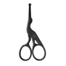 Safety Round Head Stainless Steel Nose Hair Scissors, Bionic Crane-Shaped Beauty Scissors, Suitable For Eyebrows, Nose Hair, Beard, Ear Hair, Stainless Eyebrow Scissors, Professional Trimming Facial Hair Beauty Makeup Scissors For Men And Women - 黑色 - 查看 5