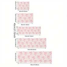 1/2pcs Flannel  Pink Bow Print Polyester Non-Slip Kitchen Mat - Durable, Hand Wash Only, Rectangular Floor Mat For Indoor & Outdoor Use, Ideal For Entryway And Kitchen Decor, Kitchen Floor Mat - 其他 - 查看 5