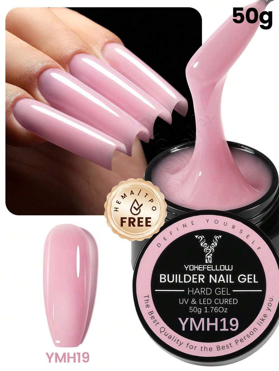 YOKEFELLOW 50g Builder Nail Gel For Nail Extension & Strengthening, Jelly Pink Builder Gel Soak Off UV LED Long Lasting Thickening Gel, Ideal For Salon Use & Holiday Gifts For Women Girls NEW YMH19 - 粉色 - 查看 1