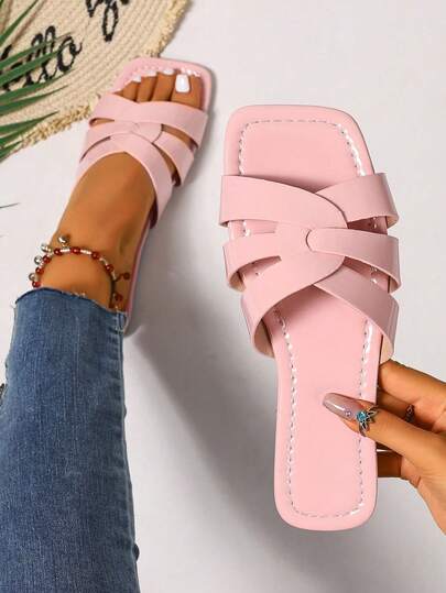 Dép lê một quai thời trang xuân/hè mới, dép đi biển đế bằng mũi tròn thoải mái, dép xỏ ngón tối giản đa năng dành cho nữ.