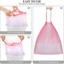 75 Drawstring Trash Bags, Household Handheld Thickened Kitchen Living Room Bathroom Large Plastic Bags - 15只*5卷混色加厚 - 查看 10