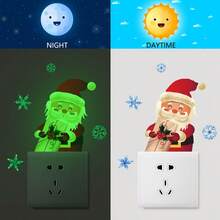 1Pc New Christmas Fluorescent Craft Santa Claus Wall Sticker, Suitable For Bedroom, Living Room And Bathroom Switch Background Decoration, Seasonal Home Decoration, Holiday Home Decoration, Holiday Design, Modern Holiday Decoration, High Quality Adhesive, Easy To Apply Decorations, Decorative Stickers, Holiday Gift Shoppers, Home Decorators
