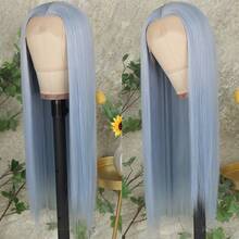 13x4 Free Part Mint Green Long Straight Lace Front Wigs Glueless Long Silky Straight Wigs Pre Plucked HD Lace 180% Density Light Green Wig Soft Free Part Wear And Go Lace Front Wigs For Fashion Women Party & Daily Wear 26 Inch - 淺藍色 - 查看 6