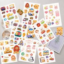 8pcs Little Bear Daily Stickers Cute Cartoon Animals Decal DIY Scrapbook Guitar Luggage Bottle Surfboard Stickers For Teens Gift - Multicolor - View 9