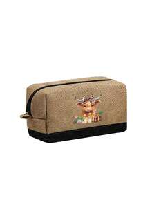 1/3pcs Orienthighland Cow Three Pieces Tote Bag, Happy Su'ge'lan Calf Pattern Dinner Bag, Fashionable Bag, Small Wallet, Highland Cow Pattern Leopard Bow, Large Capacity Handbag, Multi-Function Shoulder Bag, Handbag, Fashionable Travel Storage Bag, Toilet Bag, Perfect Holiday Gift, Birthday Gift, Christmas Gift, Autumn And Winter Gift,Valentine's Day Gifts - Multicolor - View 11