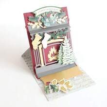 Christmas Fireplace Scene Metal Cutting Dies For Card Making, Scrapbooking, And Paper Crafts - 1pc Decorative Seasonal Embossing Die Set With Festive Motifs - Silver Gray - View 5