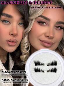 1 对磁性假睫毛，半截式，无需胶水，短款磁性睫毛，自然猫眼妆效，可重复使用，适合睫毛嫁接，是眼袋人士、美妆博主和送礼佳品的理想选择。 - 半眼睫毛 - 查看 3