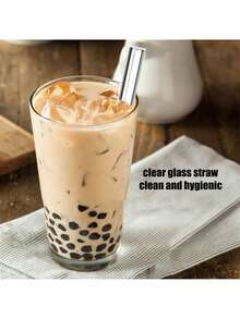 4pcs Glass Boba Straws Reusable, 14mm Extra Wide Glass Straws Shatter Resistant Clear Jumbo For Drinking Bubble Tea, Milkshakes And Smoothies, Straight And Bent With Cleaning Brushes - Multicolor - View 3