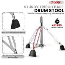5 CORE 5Core Drum Throne W Backrest 4" Stool Airlift Adjustable - Blue - View 5