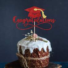 Congratulations 2025 Graduation Cake Topper,Congrats Grad Cake Decor - 2025 High Schoolsss; College;Senior Graduation Party Decorations Supplies (Red Gold){Inchcolor_nameinch:InchRedGold(1)Inch} - 紅金(1) - 查看 7