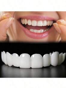 Bộ 2 miếng niềng răng thẩm mỹ Instant Smile, mặt dán sứ trên và dưới dành cho nam và nữ, dễ dàng lắp đặt, không cần dùng lực, hoàn hảo cho trang phục thường ngày - trắng - Xem 2