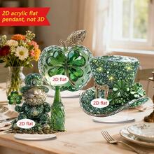 1/3件装亚克力四叶草装饰品，波西米亚风格，带巫师帽和小矮人图案，适合家居、办公室、爱尔兰主题幸运装饰，2D - 多色 - 查看 2