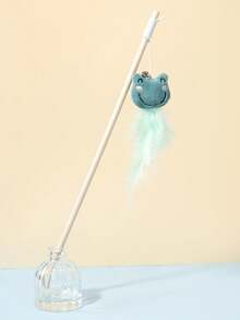 1pc Plush Cartoon Animal With Bell Cat Toy Feather Cat Teaser Wand Pet Supplies