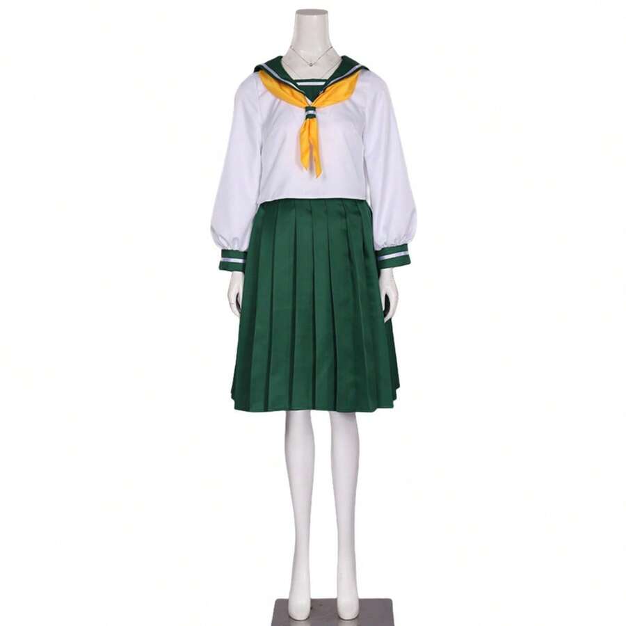 White Top And Green Skirt Suit - 彩色 - 查看 1