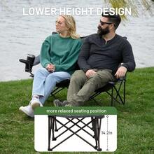 2 Person Folding Loveseat Comfortable Double Foldable Camping Chair For Outdoor Use Lightweight And Durable Grey Folding Lawn Chairs With Carry Handle For Garden Patio Beach And Picnic - Xám - Xem 5